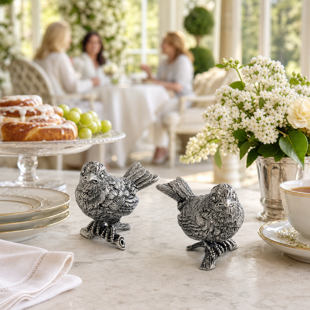 Pewter Song Birds Salt & Pepper Set 7