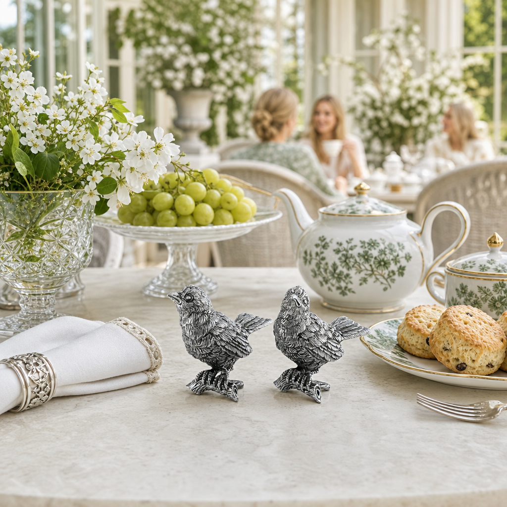 Pewter Song Birds Salt & Pepper Set 8