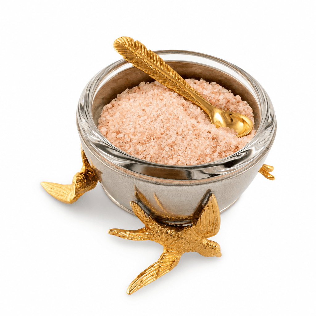 Flying Bird Gold Salt Cellar with Spoon 1