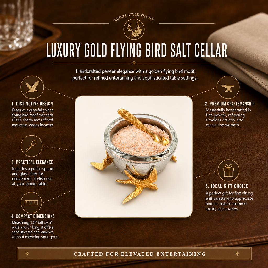 Flying Bird Gold Salt Cellar with Spoon 1