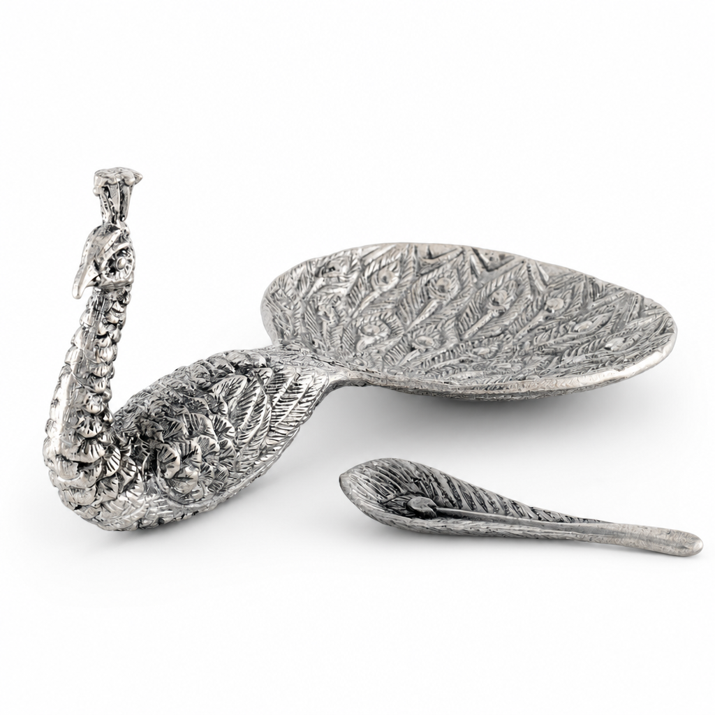 Pewter Peacock Salt Cellar 1