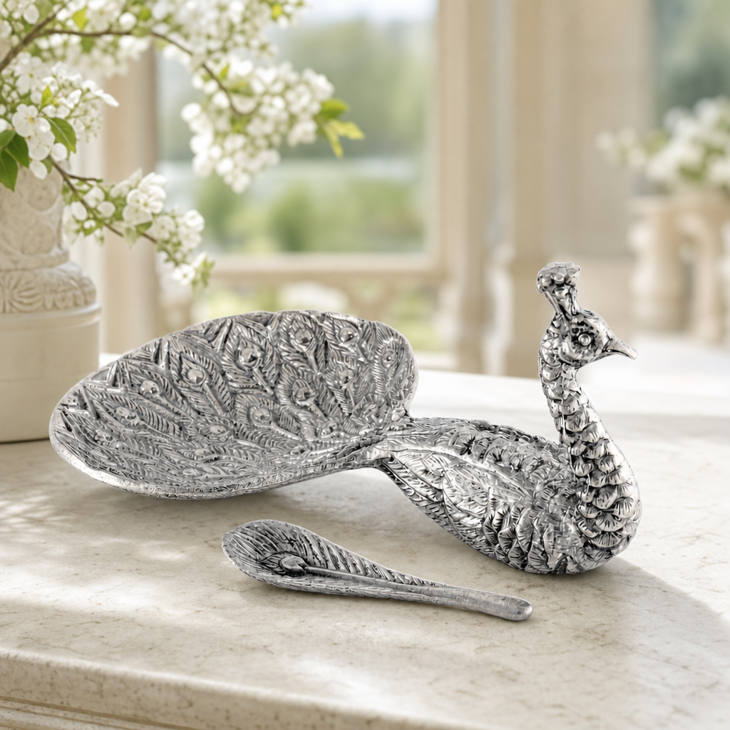 Pewter Peacock Salt Cellar 3