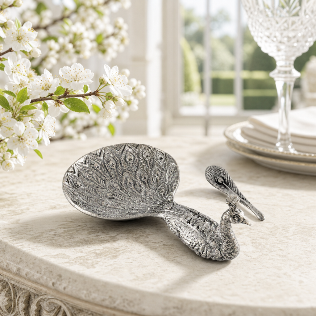Pewter Peacock Salt Cellar 4