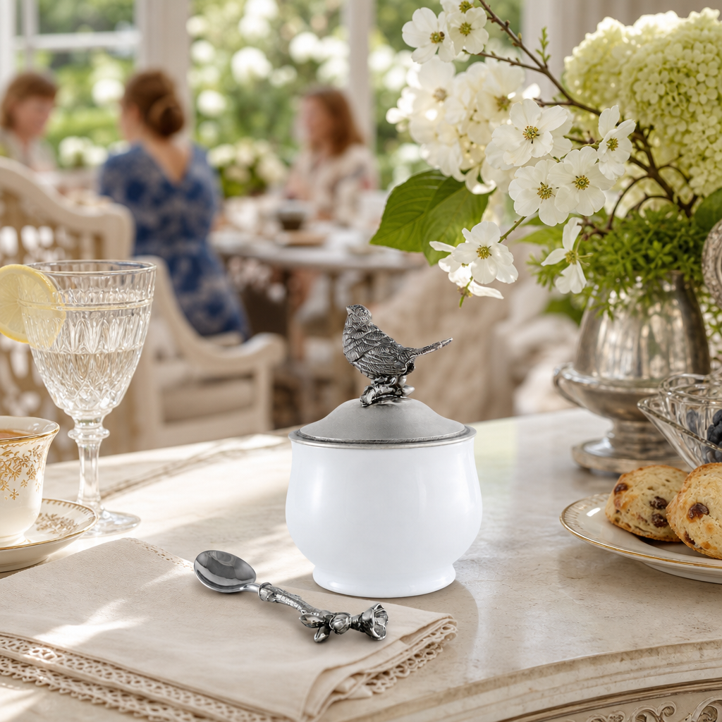 Song Bird Sugar Bowl and Spoon 6