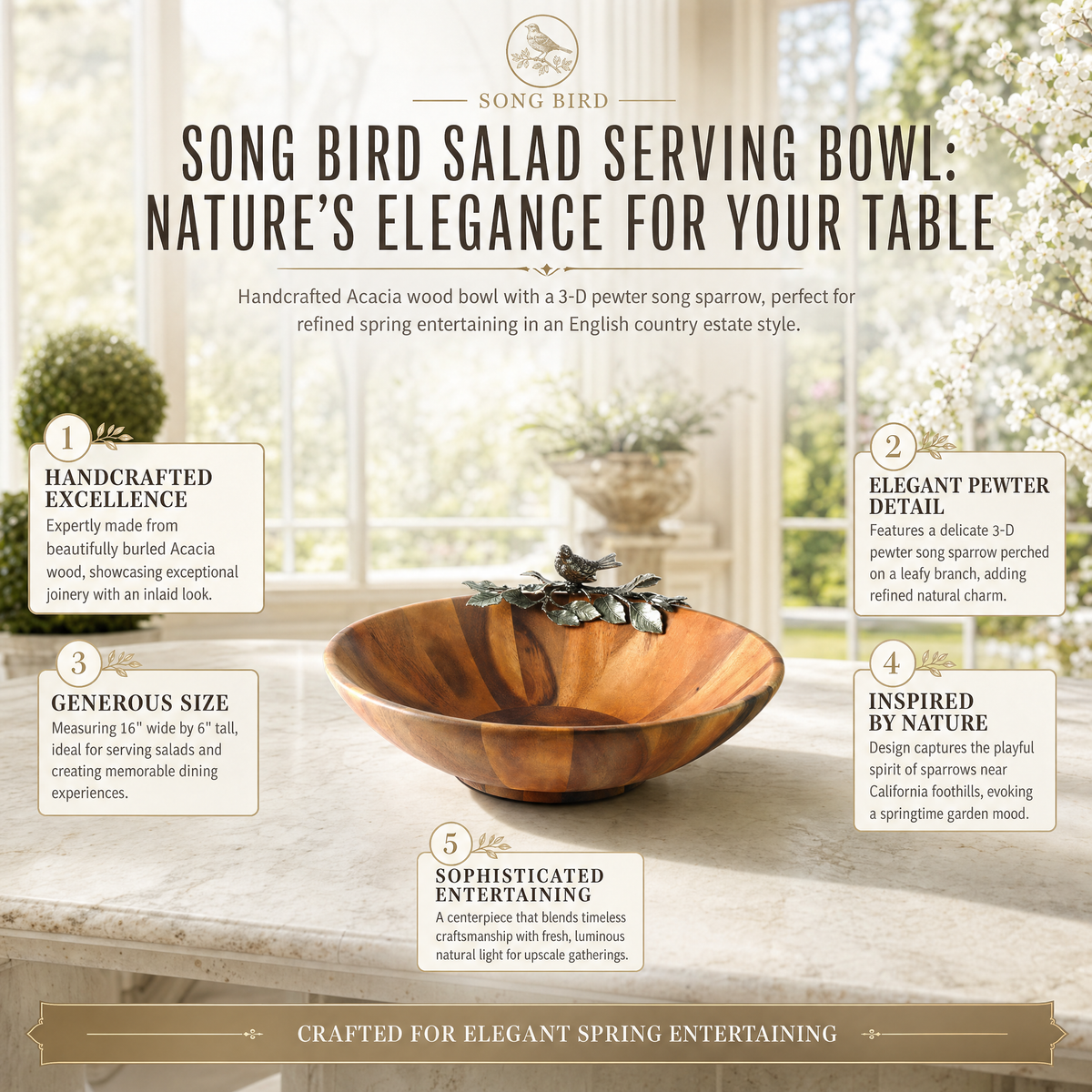 Song Bird Salad Serving Bowl 1