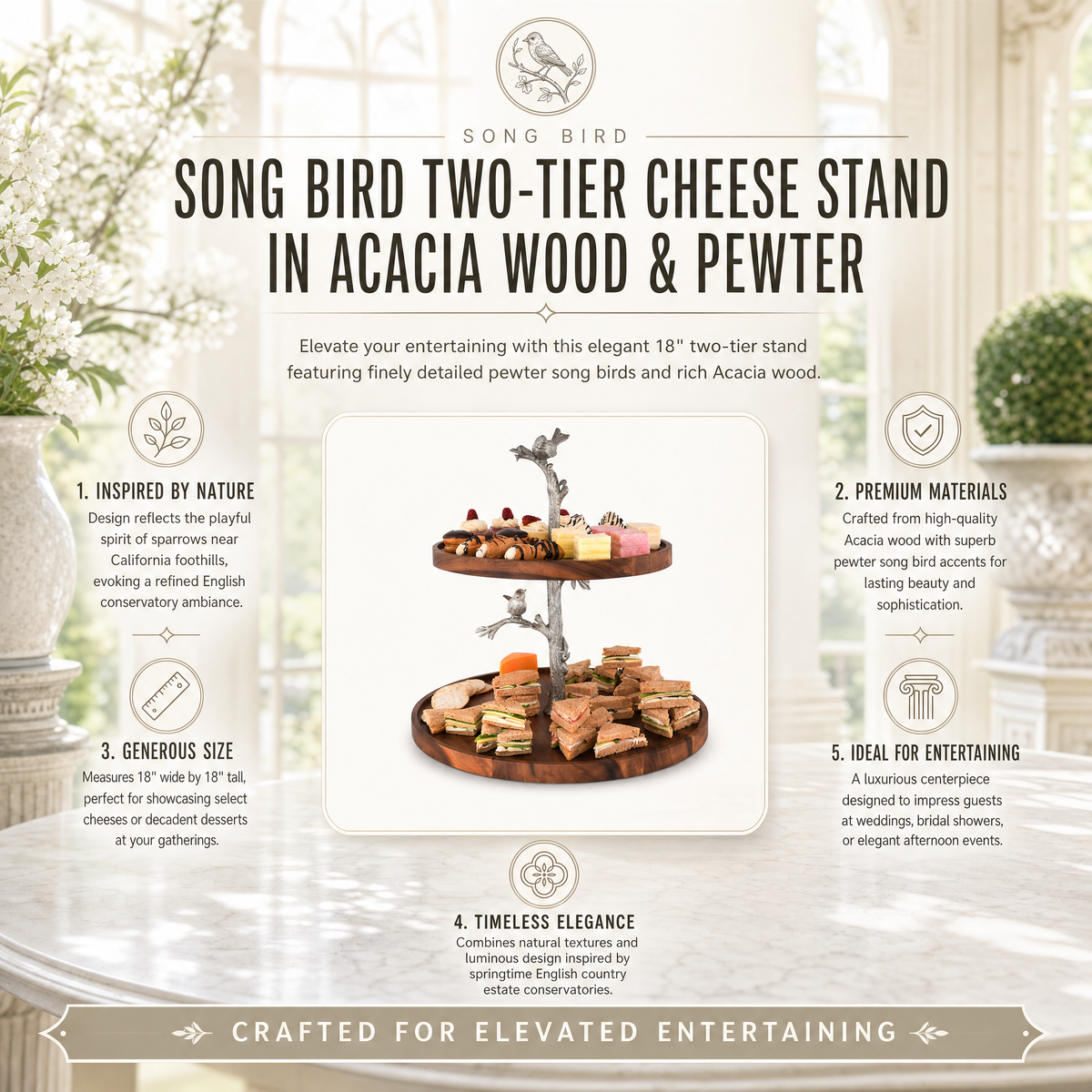 Song Bird Cheese Stand Two Tier 9