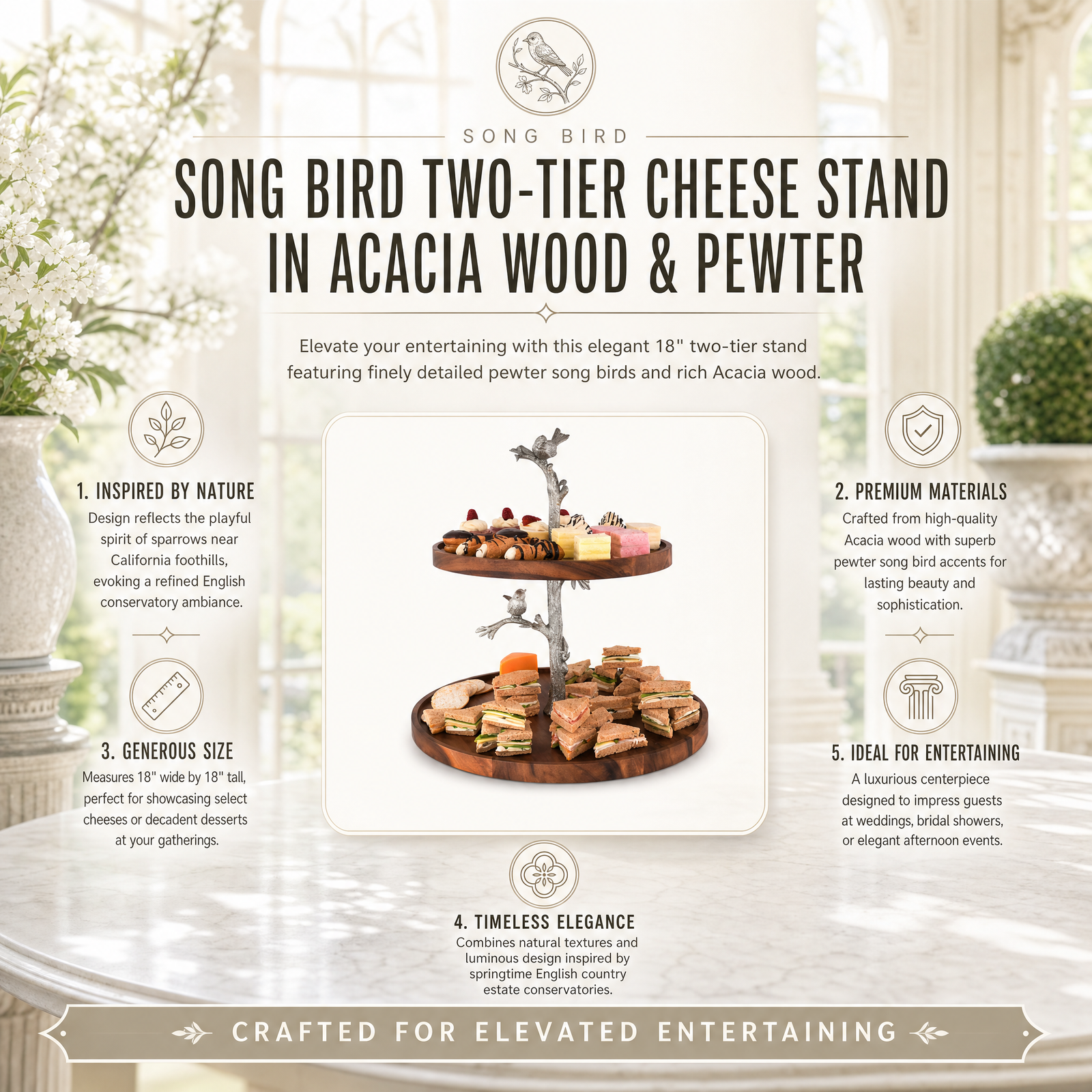Song Bird Cheese Stand Two Tier 9