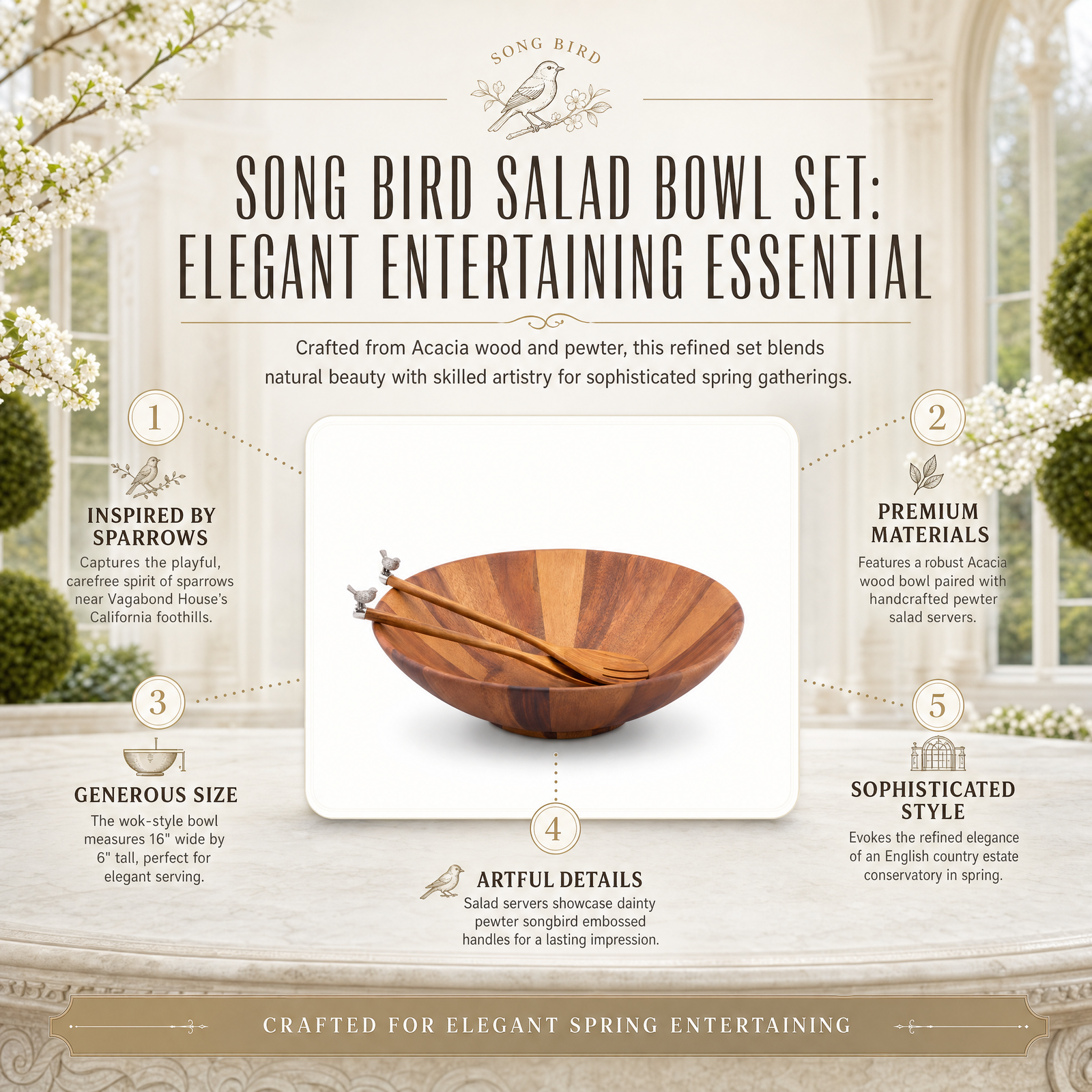 Song Bird Salad Bowl Set 5
