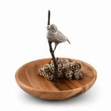 Bronze Song Bird Wood Tidbit Server Bowl 1