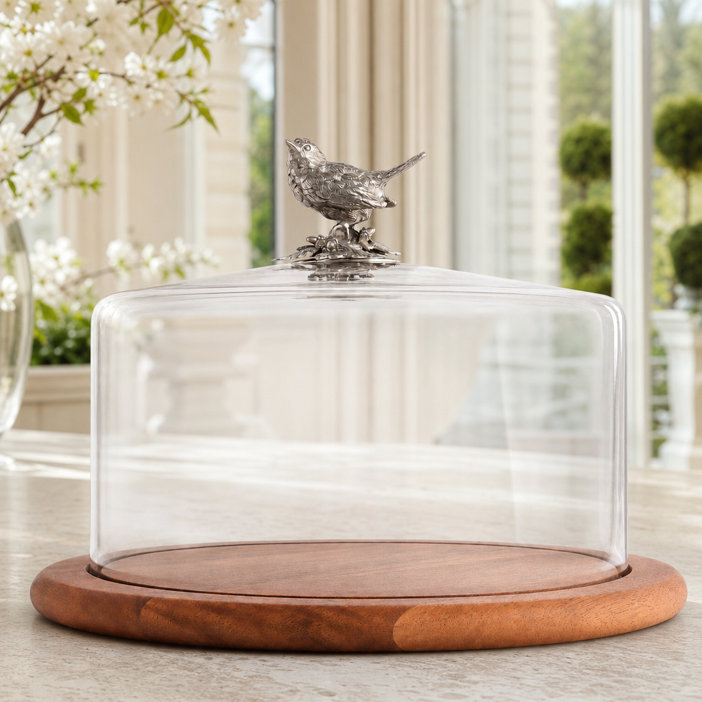 Song Bird Glass Covered Cheese Wood Board 4