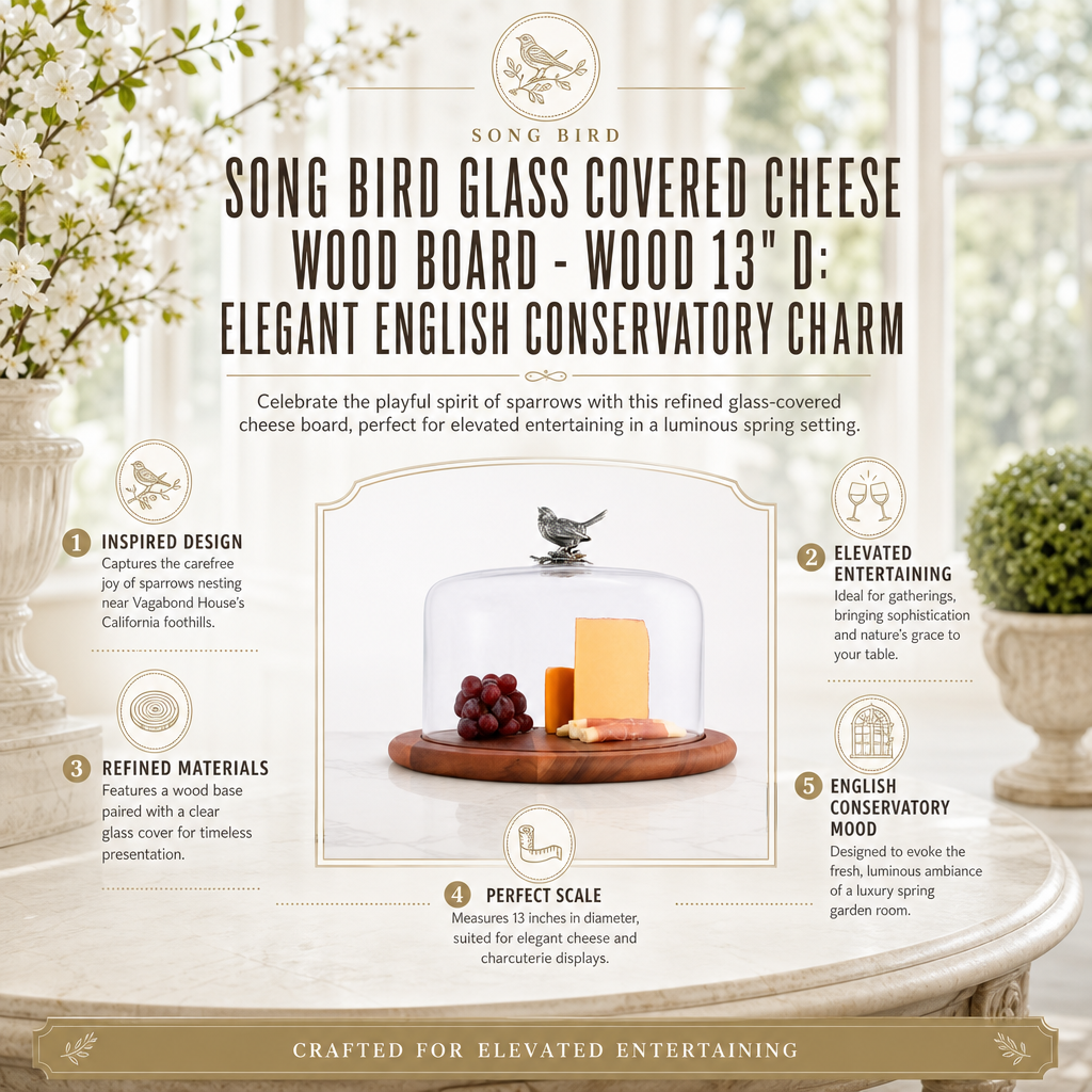 Song Bird Glass Covered Cheese Wood Board