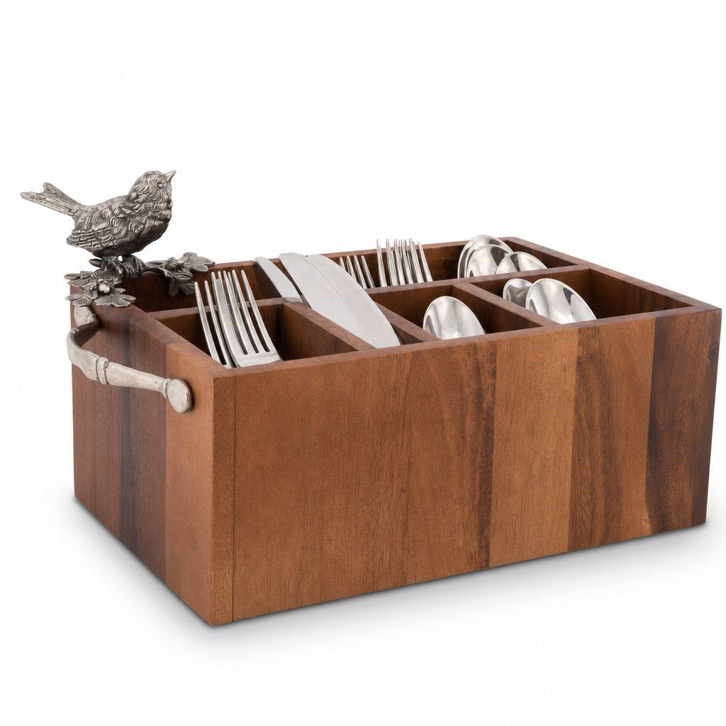 Song Bird Wood Flatware Caddy 10