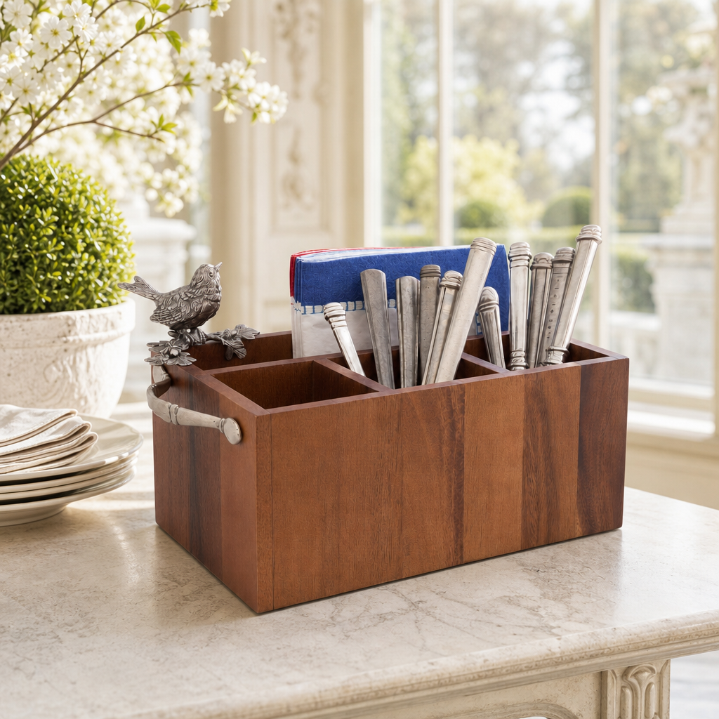 Song Bird Wood Flatware Caddy 1