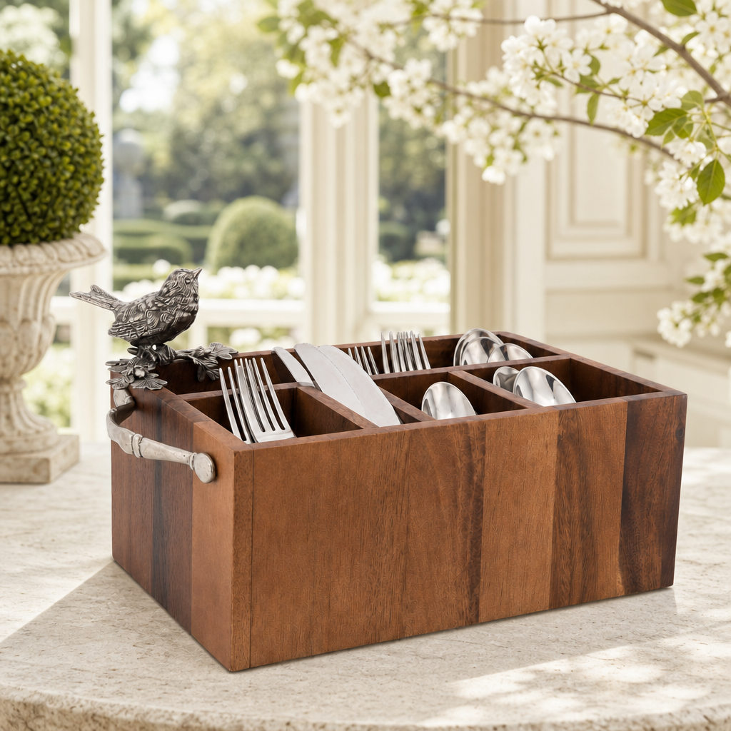 Song Bird Wood Flatware Caddy 3