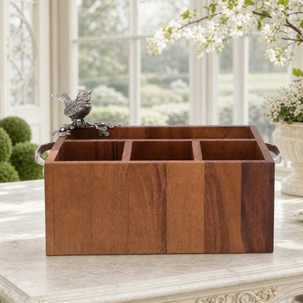 Song Bird Wood Flatware Caddy 4