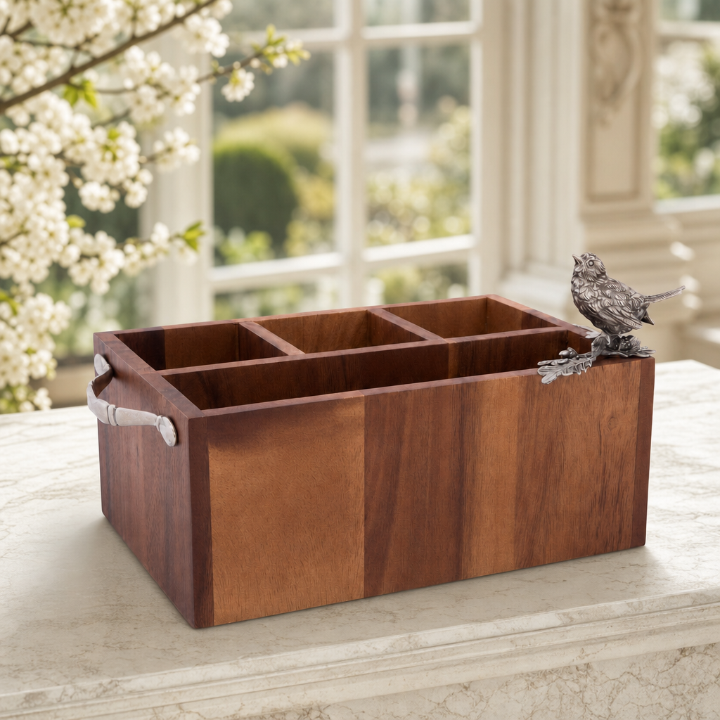 Song Bird Wood Flatware Caddy 5
