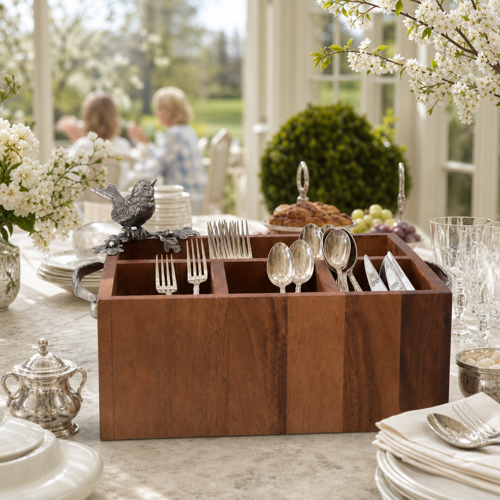 Song Bird Wood Flatware Caddy 8