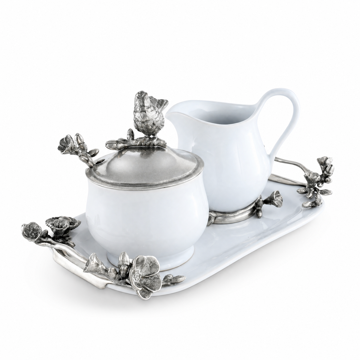 Stoneware Creamer Set - Pewter Song Bird 11