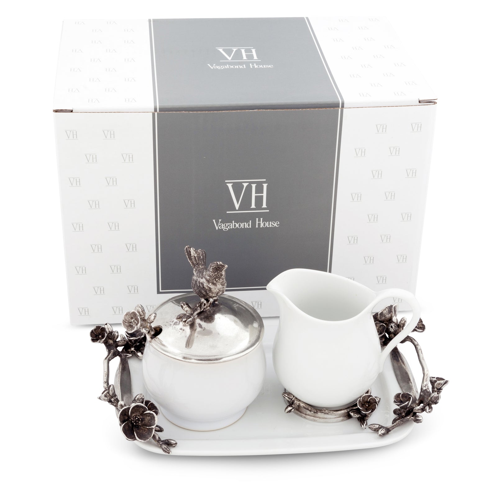 Stoneware Creamer Set - Pewter Song Bird 10