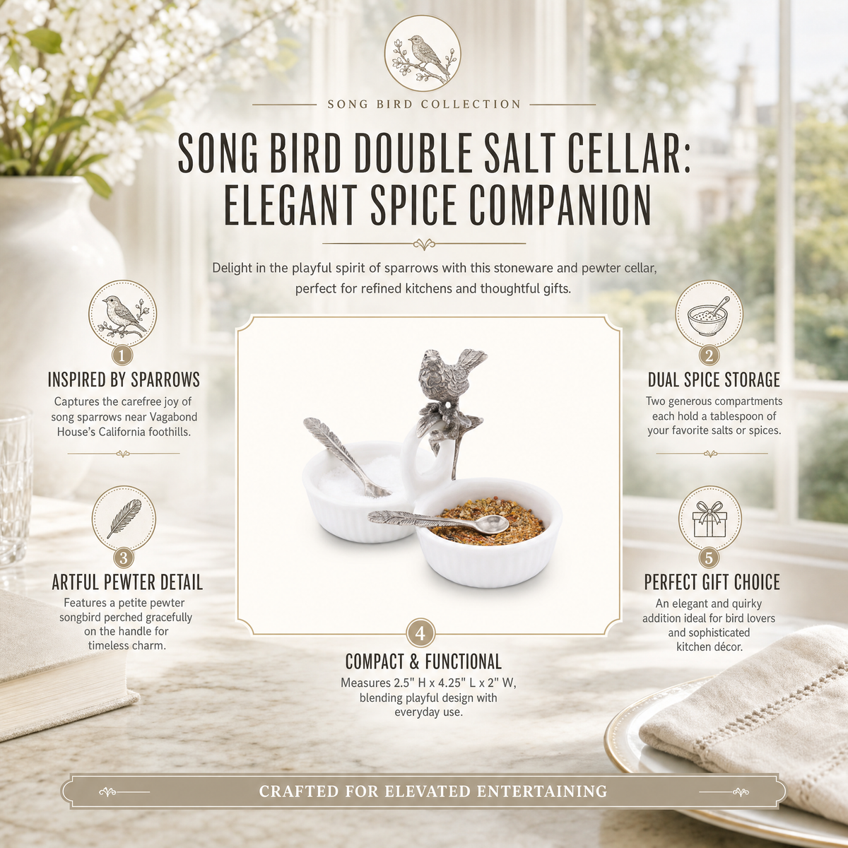 Song Bird Dbl Salt Cellar 7