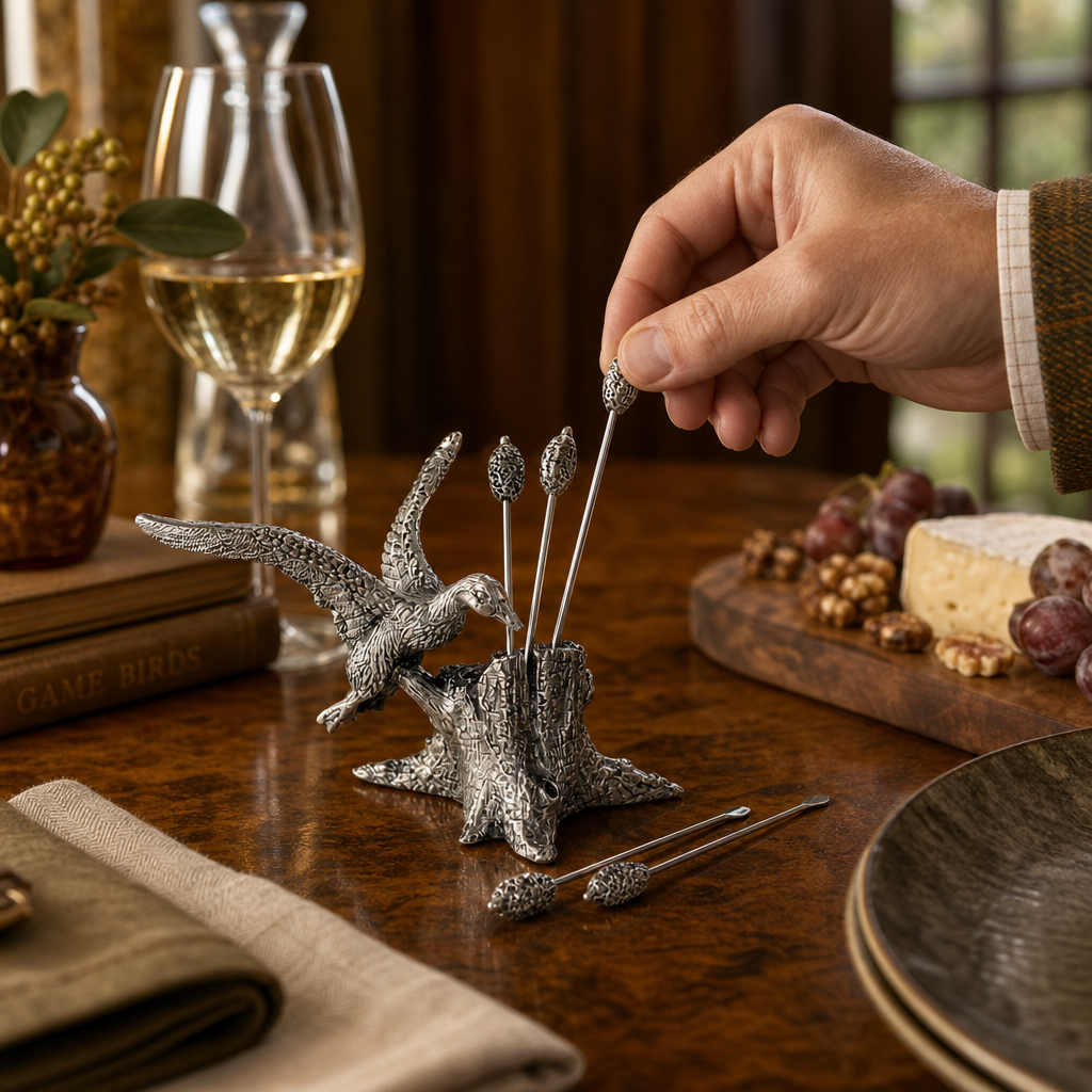 Pewter Mallard Duck Cheese Pick Set 6
