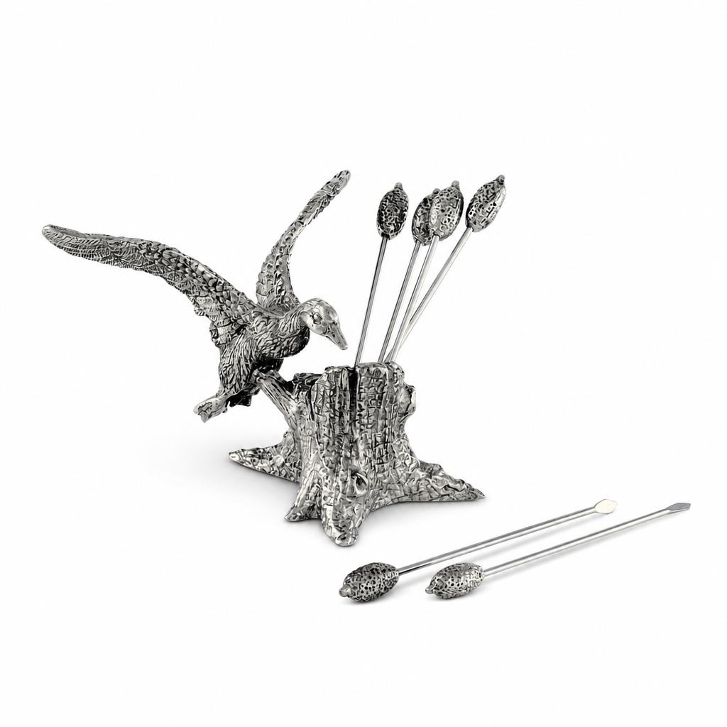 Pewter Mallard Duck Cheese Pick Set 1
