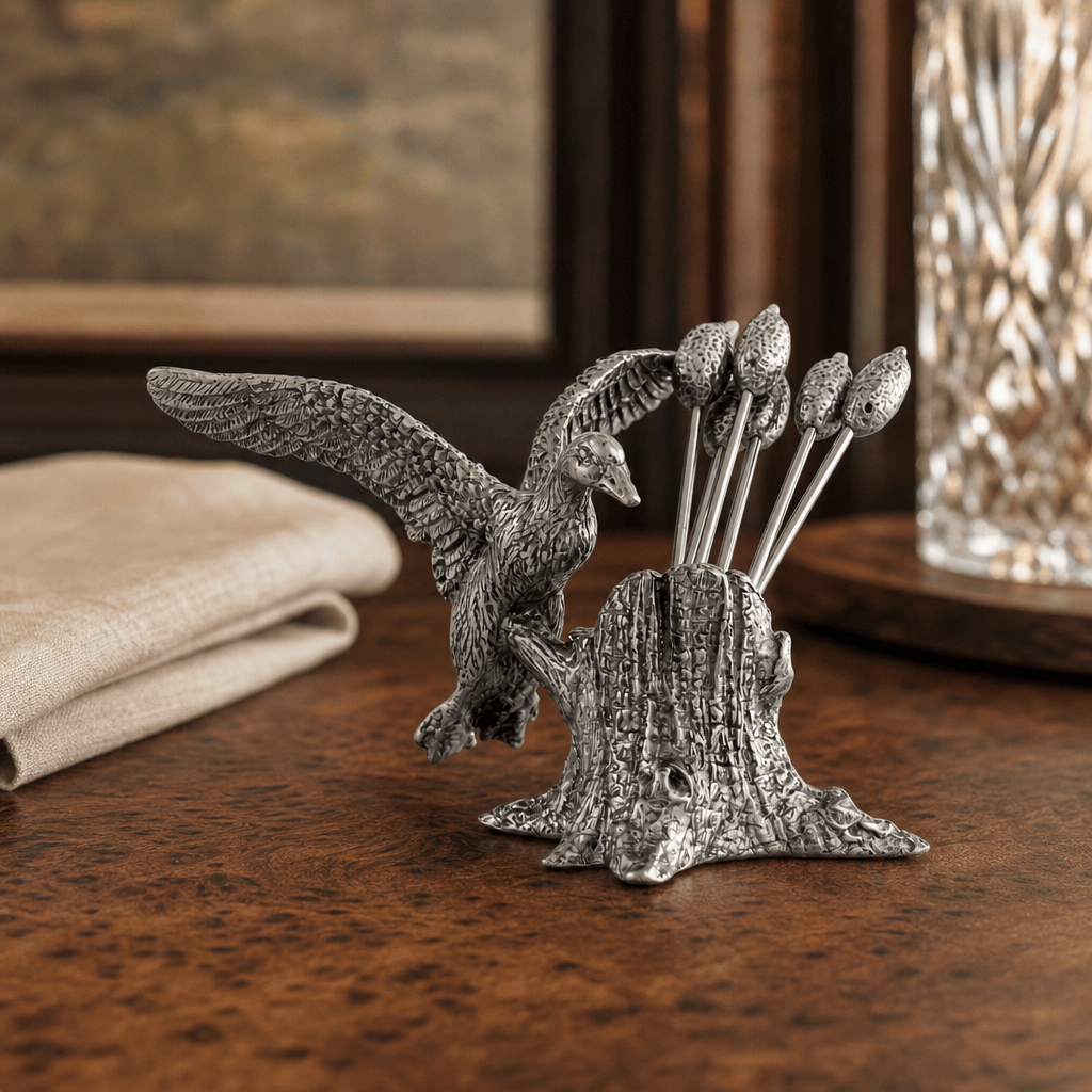 Pewter Mallard Duck Cheese Pick Set 3