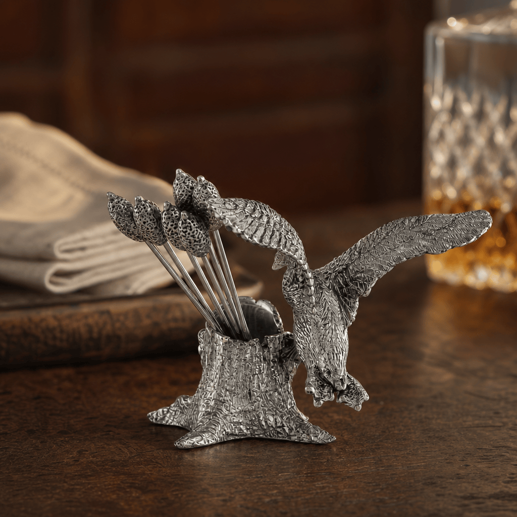 Pewter Mallard Duck Cheese Pick Set 4