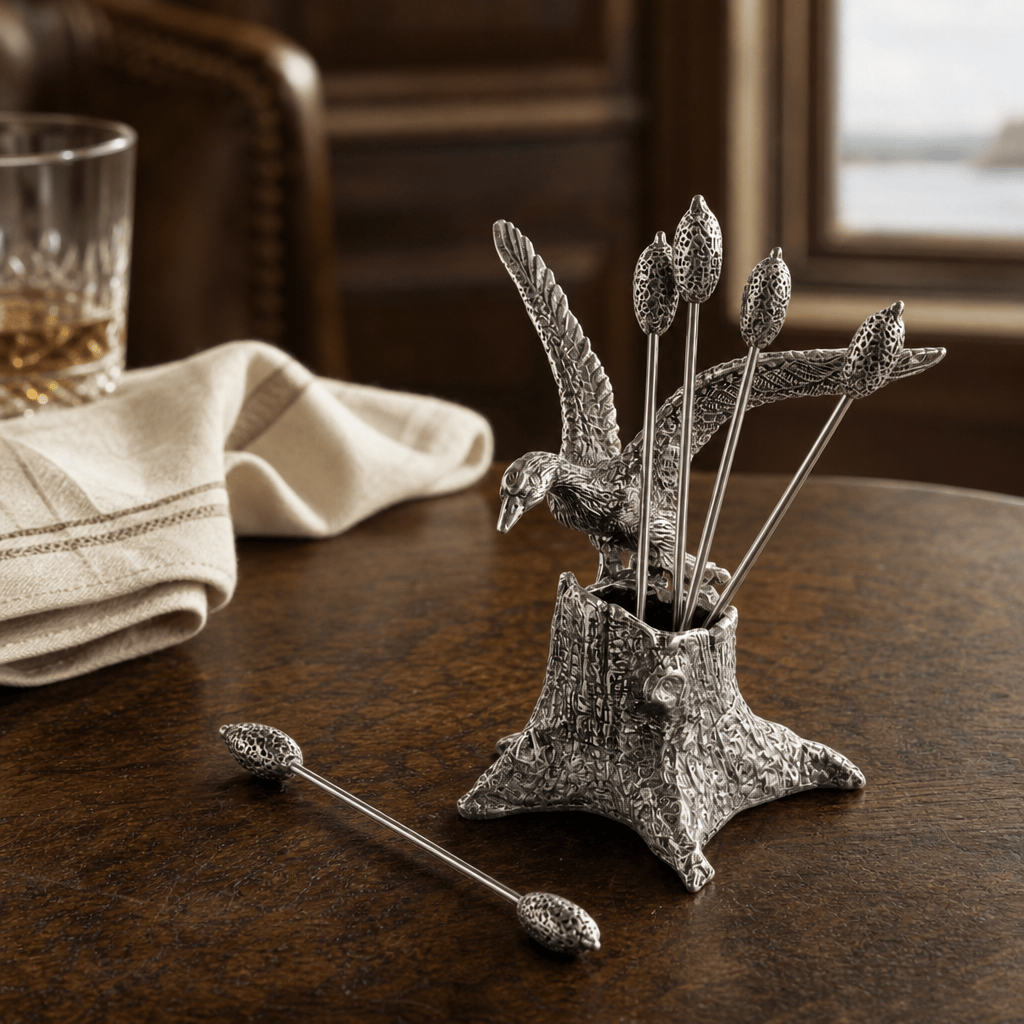 Pewter Mallard Duck Cheese Pick Set 5