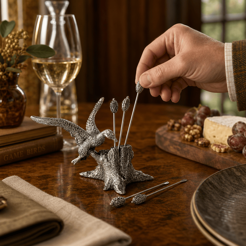 Pewter Mallard Duck Cheese Pick Set 6