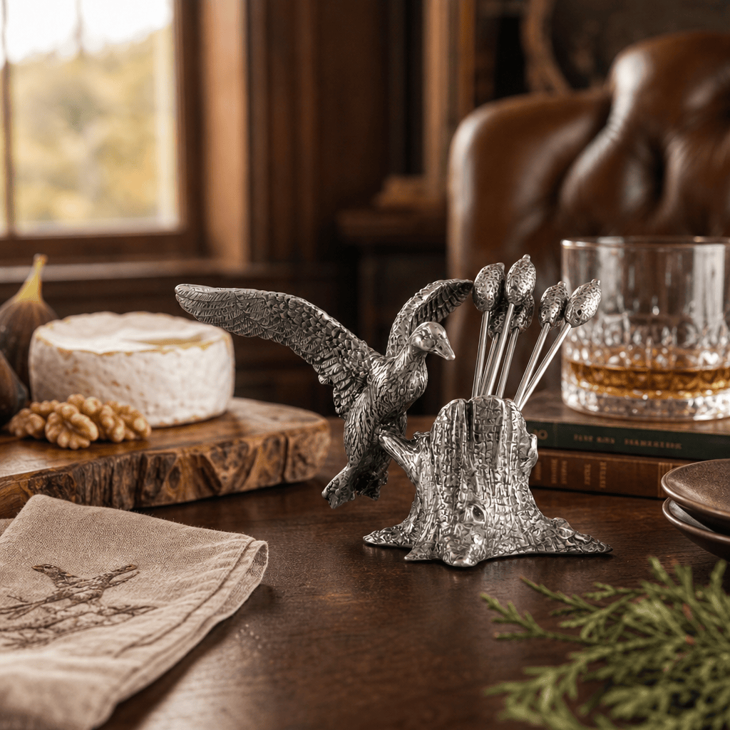 Pewter Mallard Duck Cheese Pick Set 7