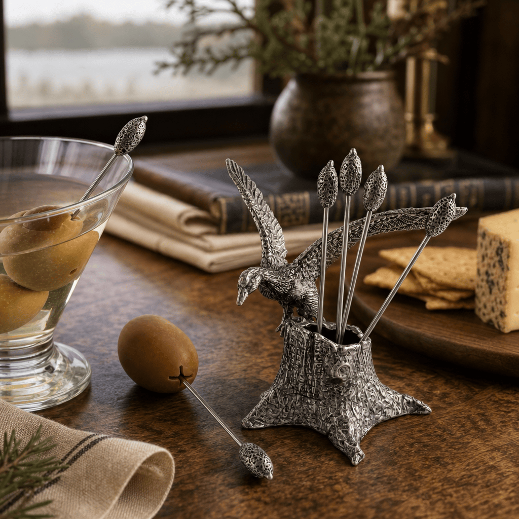 Pewter Mallard Duck Cheese Pick Set 9