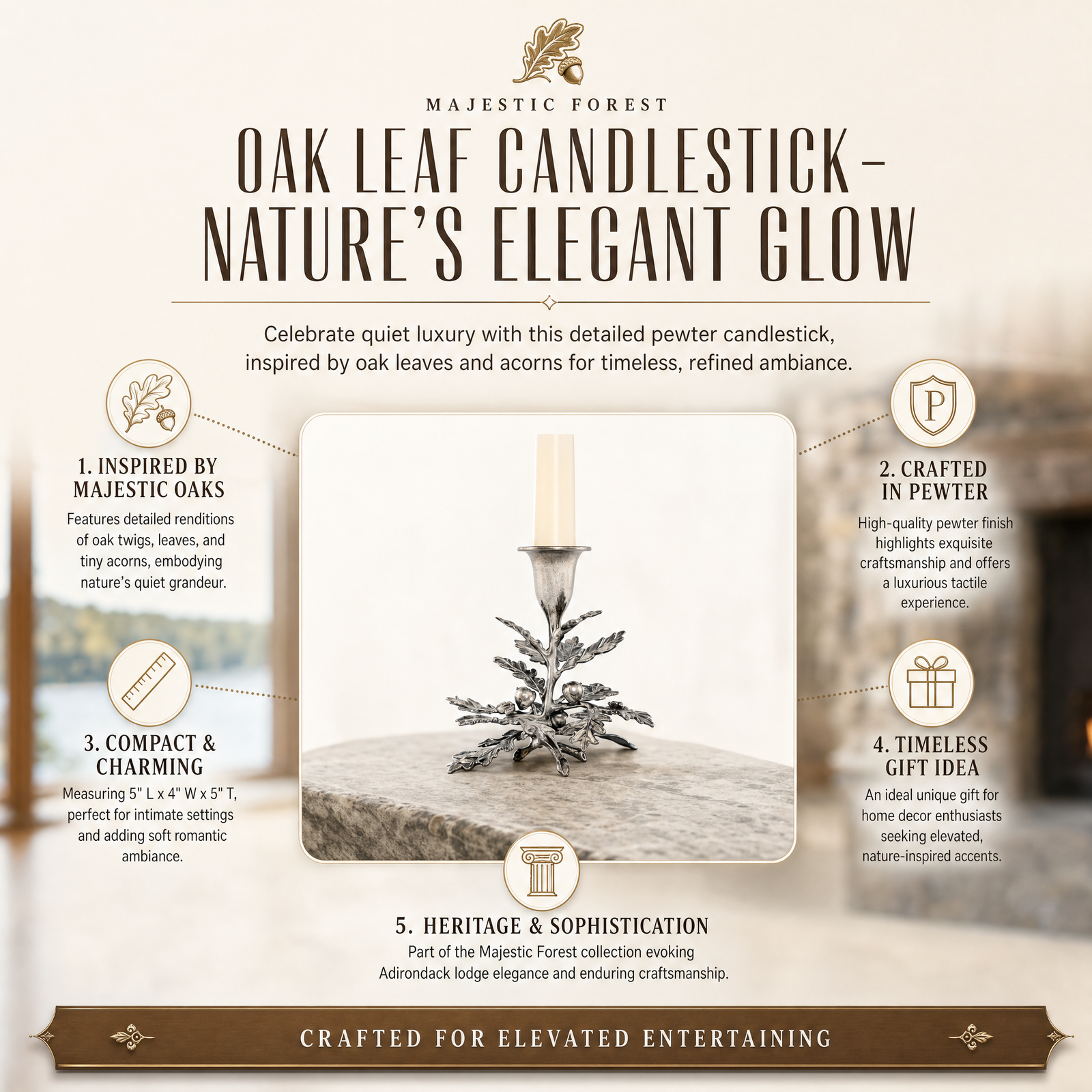 Oak Leaf Candlestick – Nature’s Elegant Glow