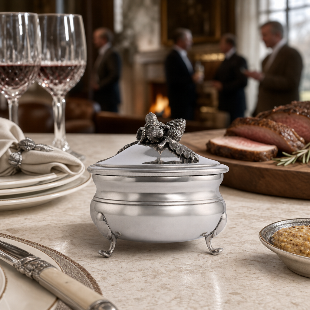 Pewter Acorn  Sauce Bowl 6