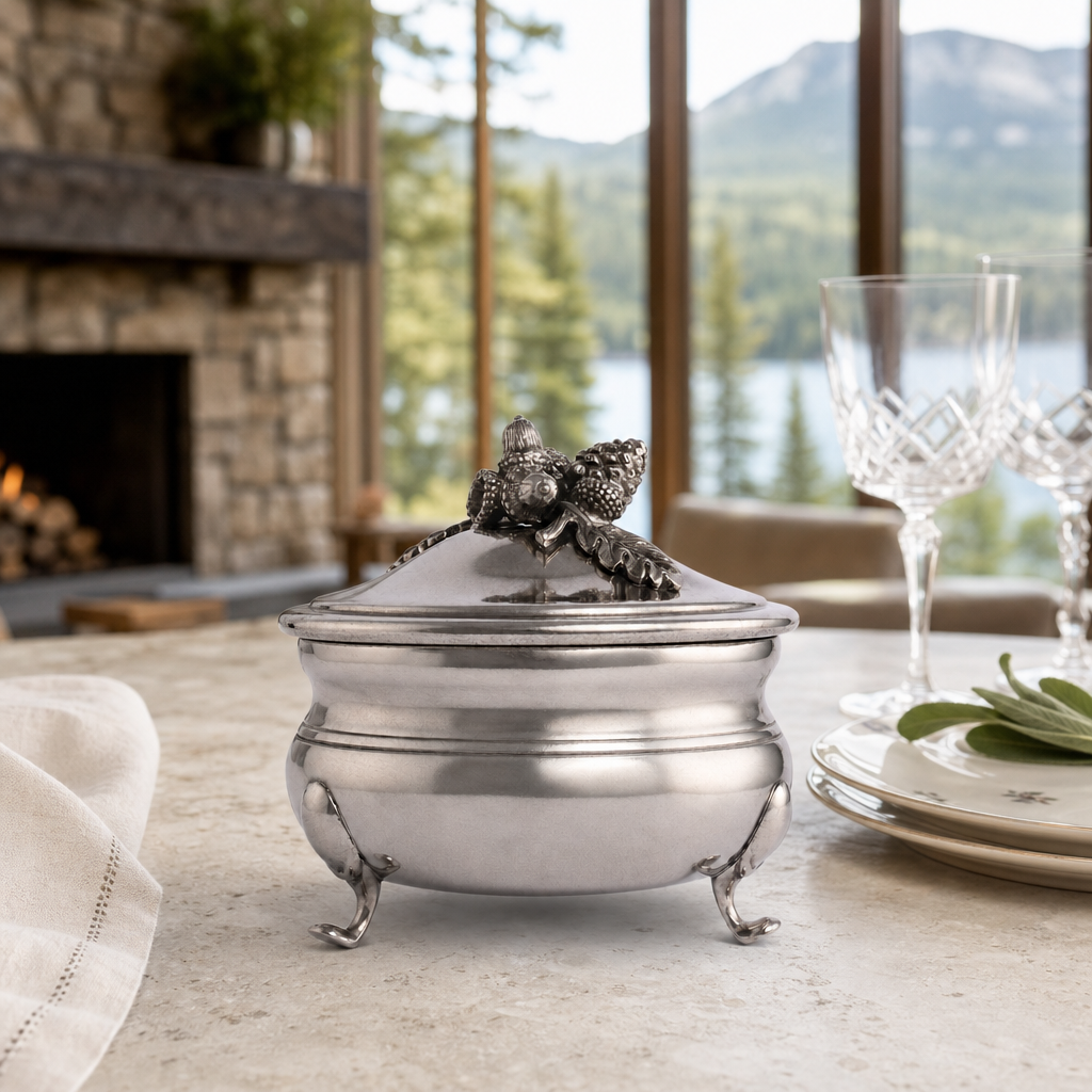 Pewter Acorn  Sauce Bowl 6