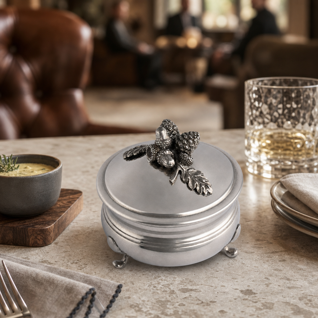 Pewter Acorn  Sauce Bowl 7