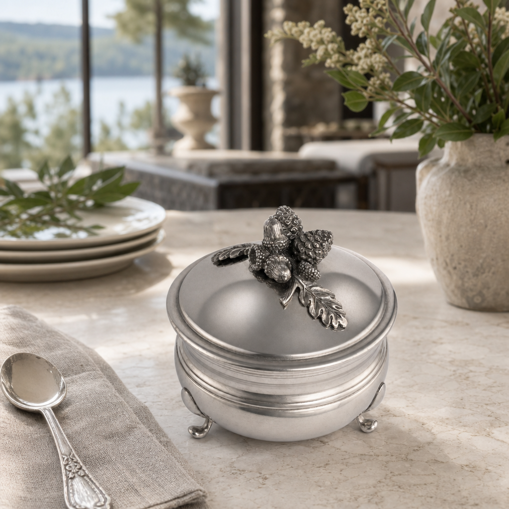 Pewter Acorn  Sauce Bowl 7