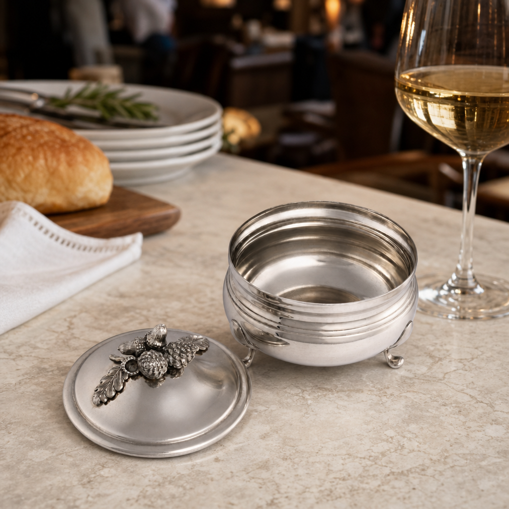 Pewter Acorn  Sauce Bowl 8