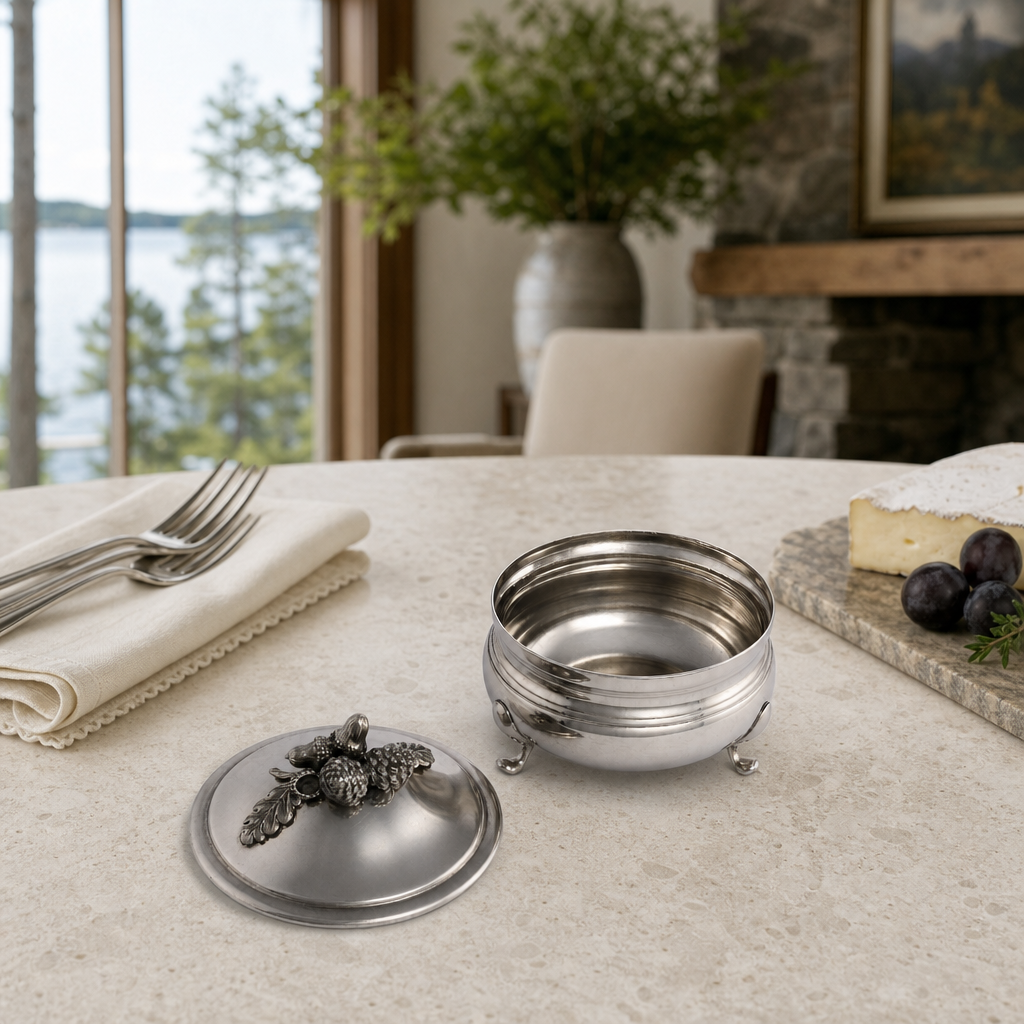 Pewter Acorn  Sauce Bowl 8