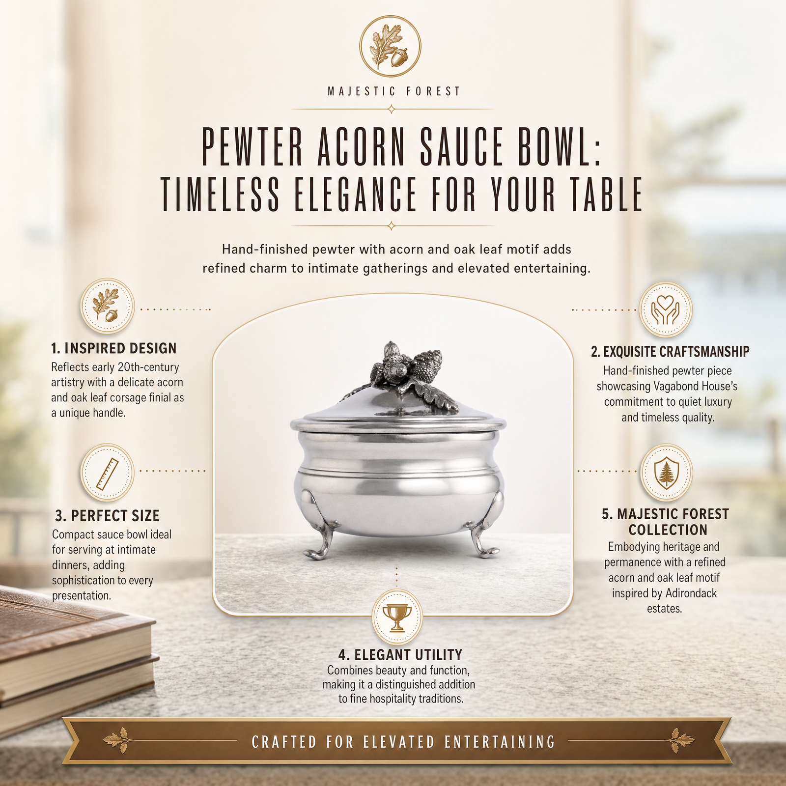 Pewter Acorn  Sauce Bowl 11