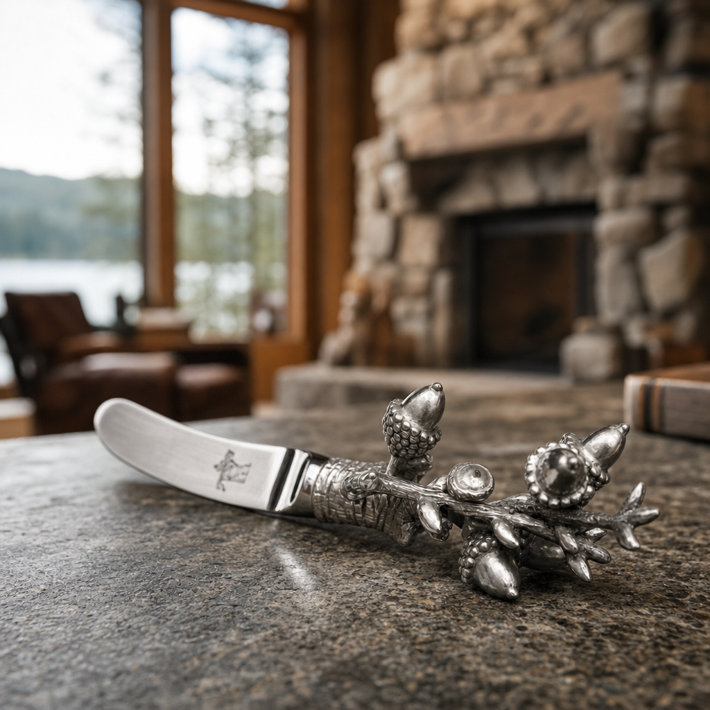 Pewter Acorn &amp; Oak Leaf Handle Spreader 4