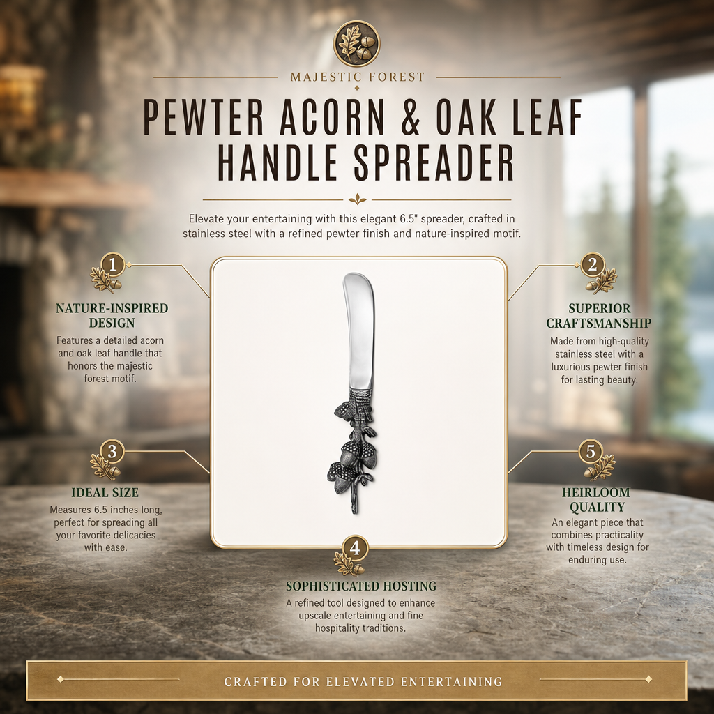 Pewter Acorn &amp; Oak Leaf Handle Spreader 9