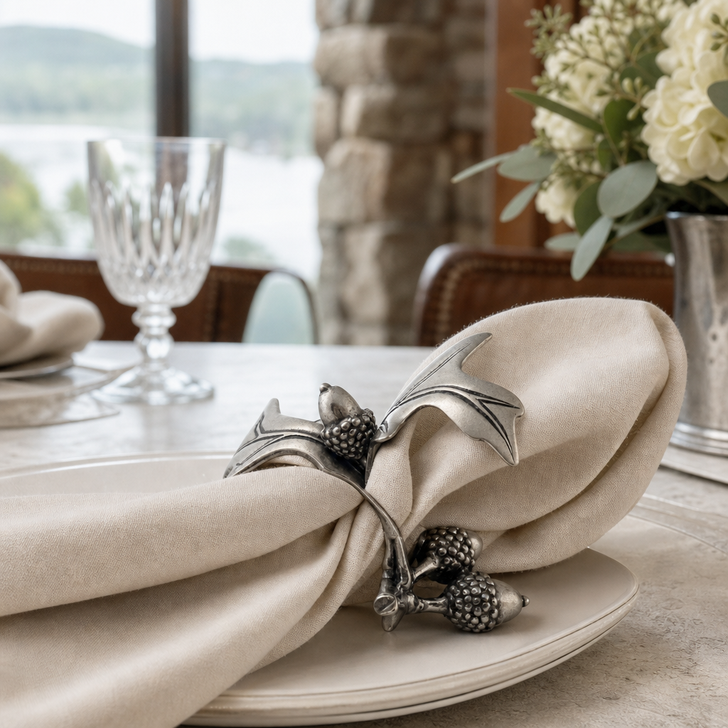 Pewter Acorn & Oak Leaf Napkin Ring 6