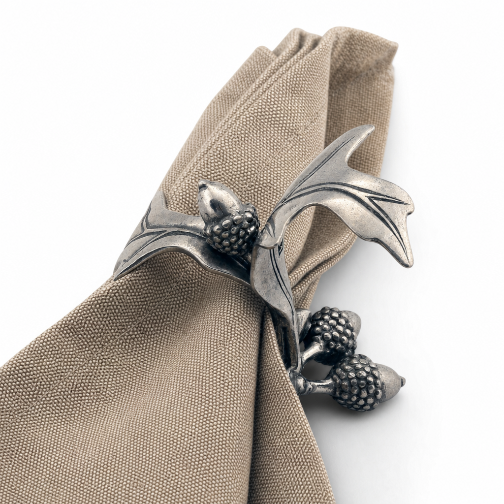 Pewter Acorn &amp; Oak Leaf Napkin Ring 10