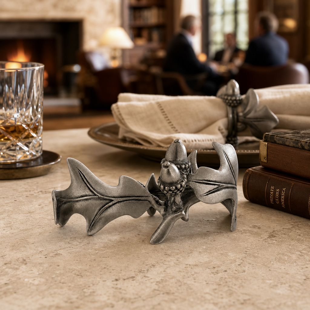Pewter Acorn &amp; Oak Leaf Napkin Ring 8