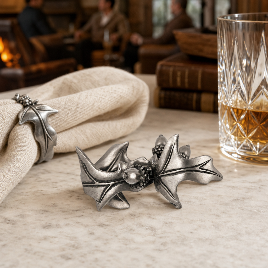 Pewter Acorn &amp; Oak Leaf Napkin Ring 9