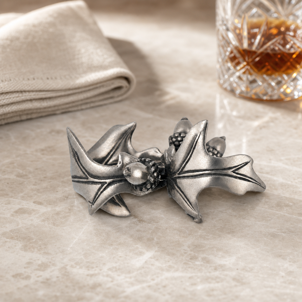 Pewter Acorn &amp; Oak Leaf Napkin Ring 5
