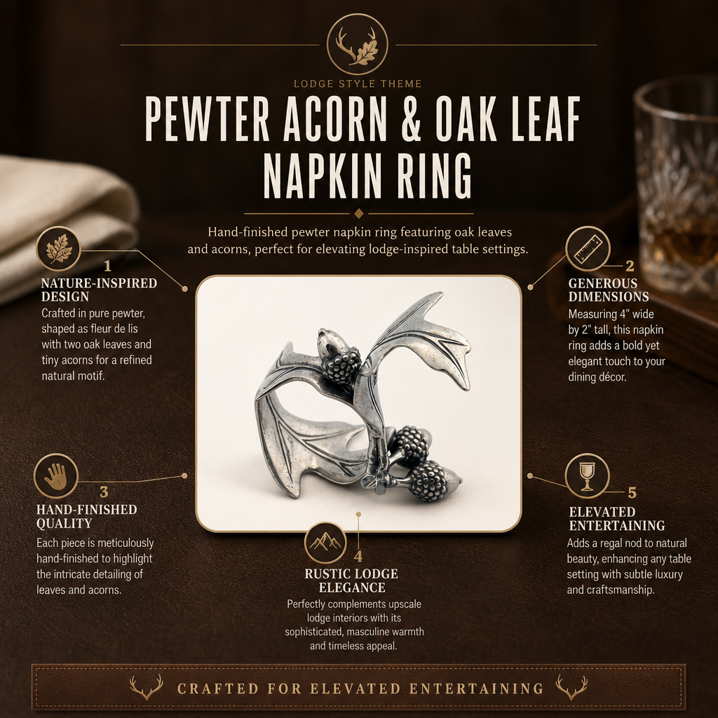 Pewter Acorn &amp; Oak Leaf Napkin Ring 11