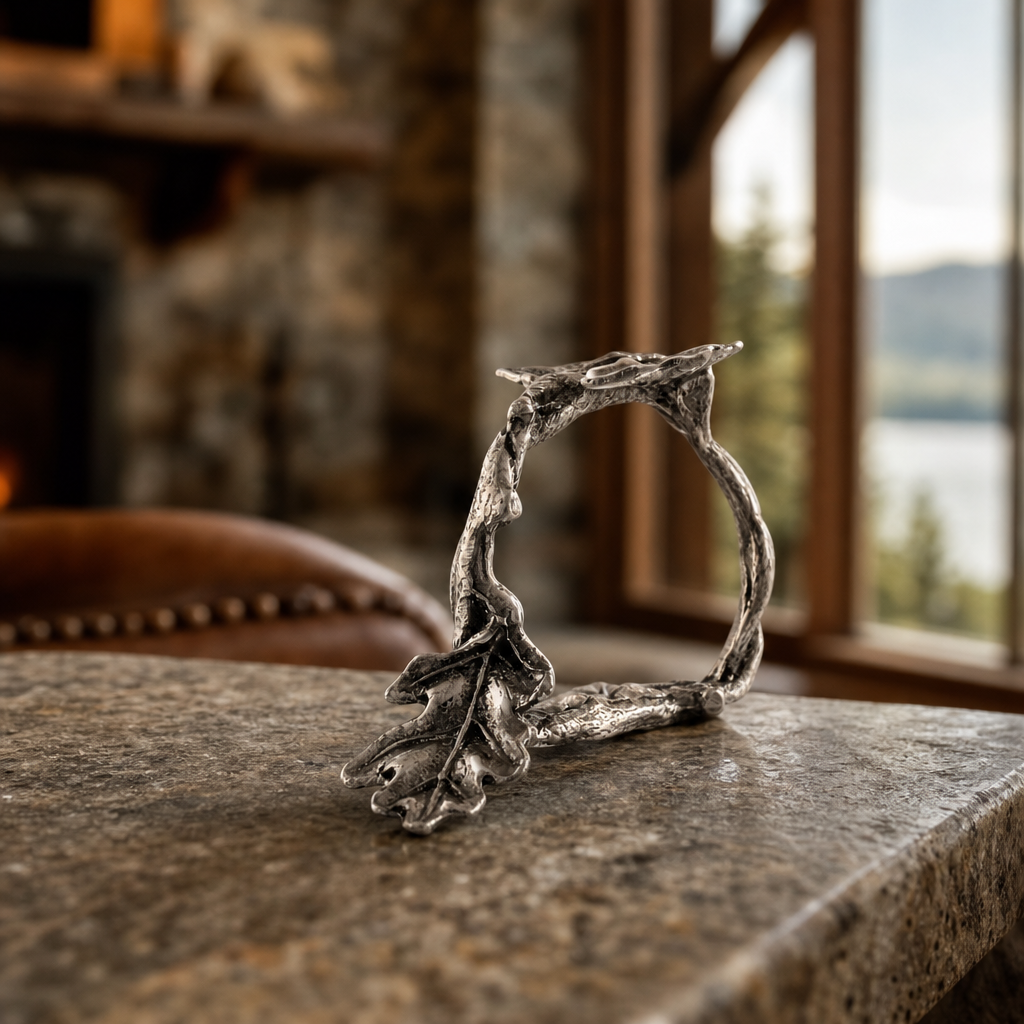 Pewter Oak Branch Napkin Ring 2