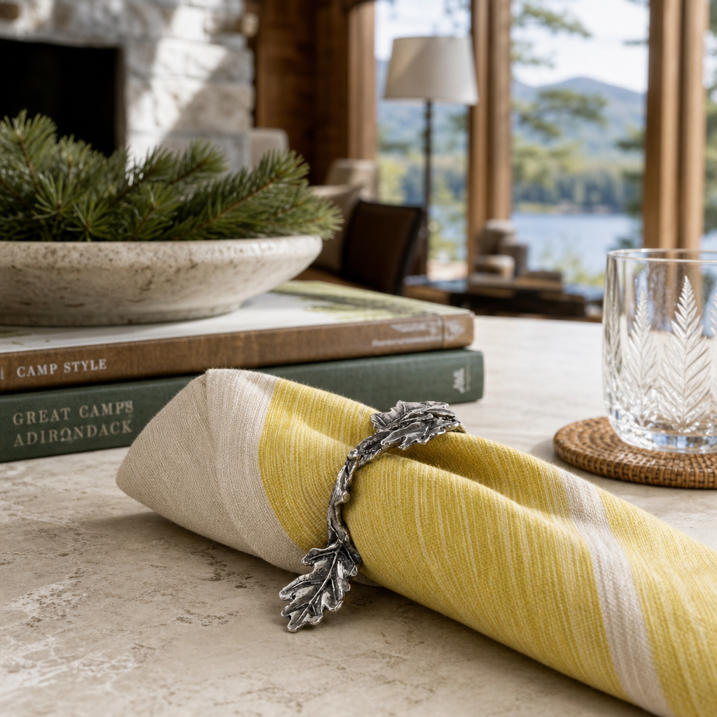 Pewter Oak Branch Napkin Ring 7